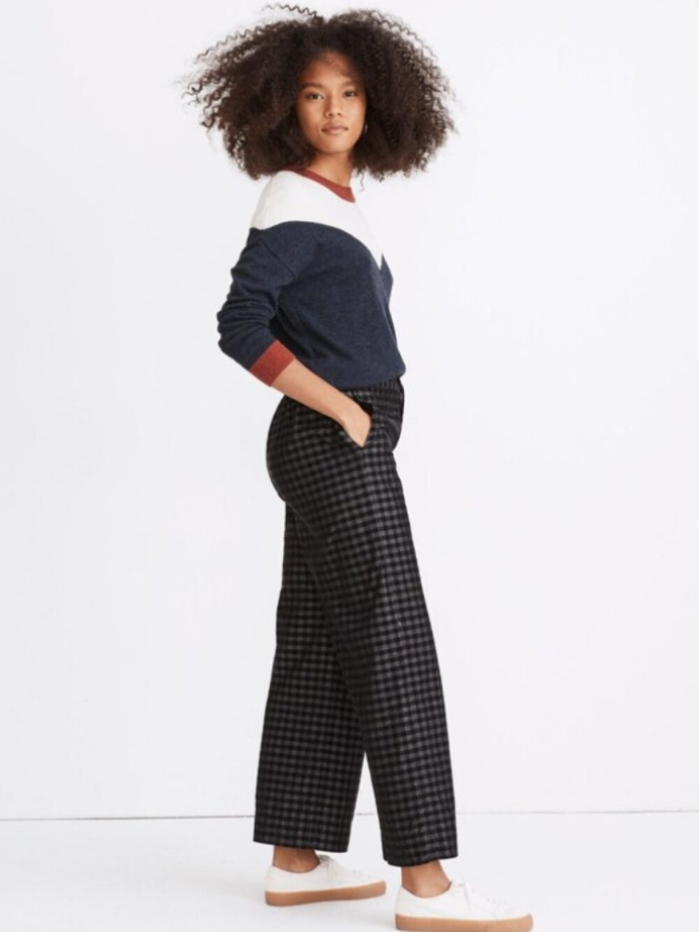 Madewell Huston Button-Front Ankle Pants in Checked Corduroy size Small - Picture 2 of 14